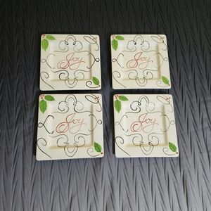 Heartfelt "Joy" Holiday Square Plates Set